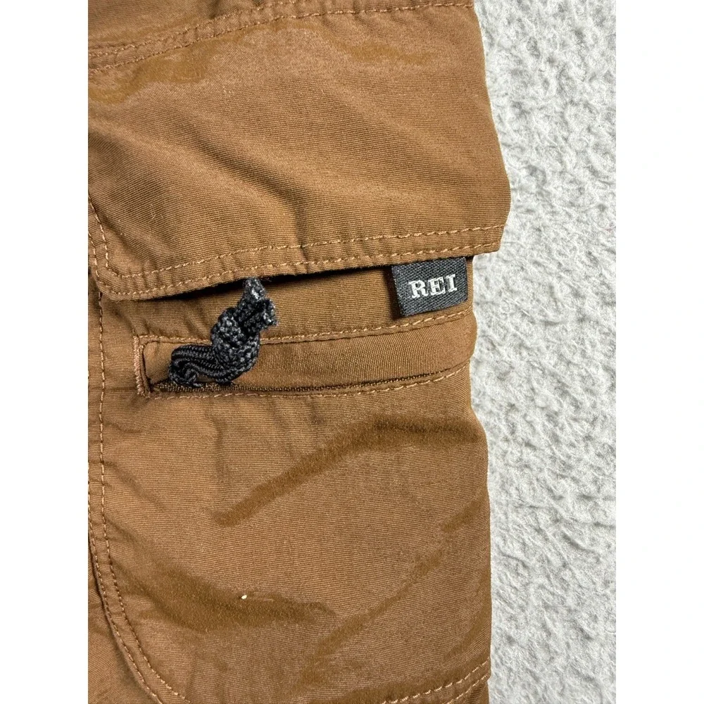 REI Brown UPF 30+ 100% Nylon Convertible Cargo Pants with Belt Womens 14 P